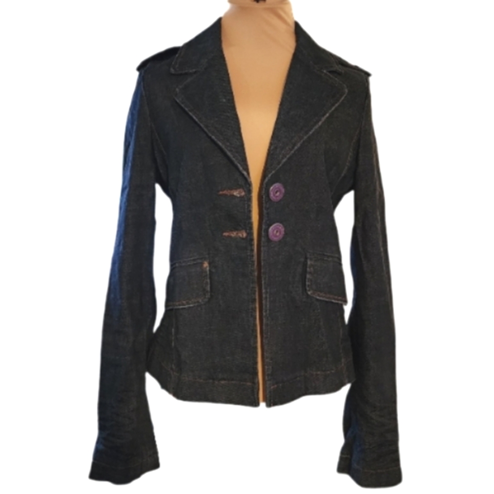 Iceberg ICE·J Y2K Studded Logo Denim Blazer Jacket Made in Italy IT44/M - Picture 2 of 11